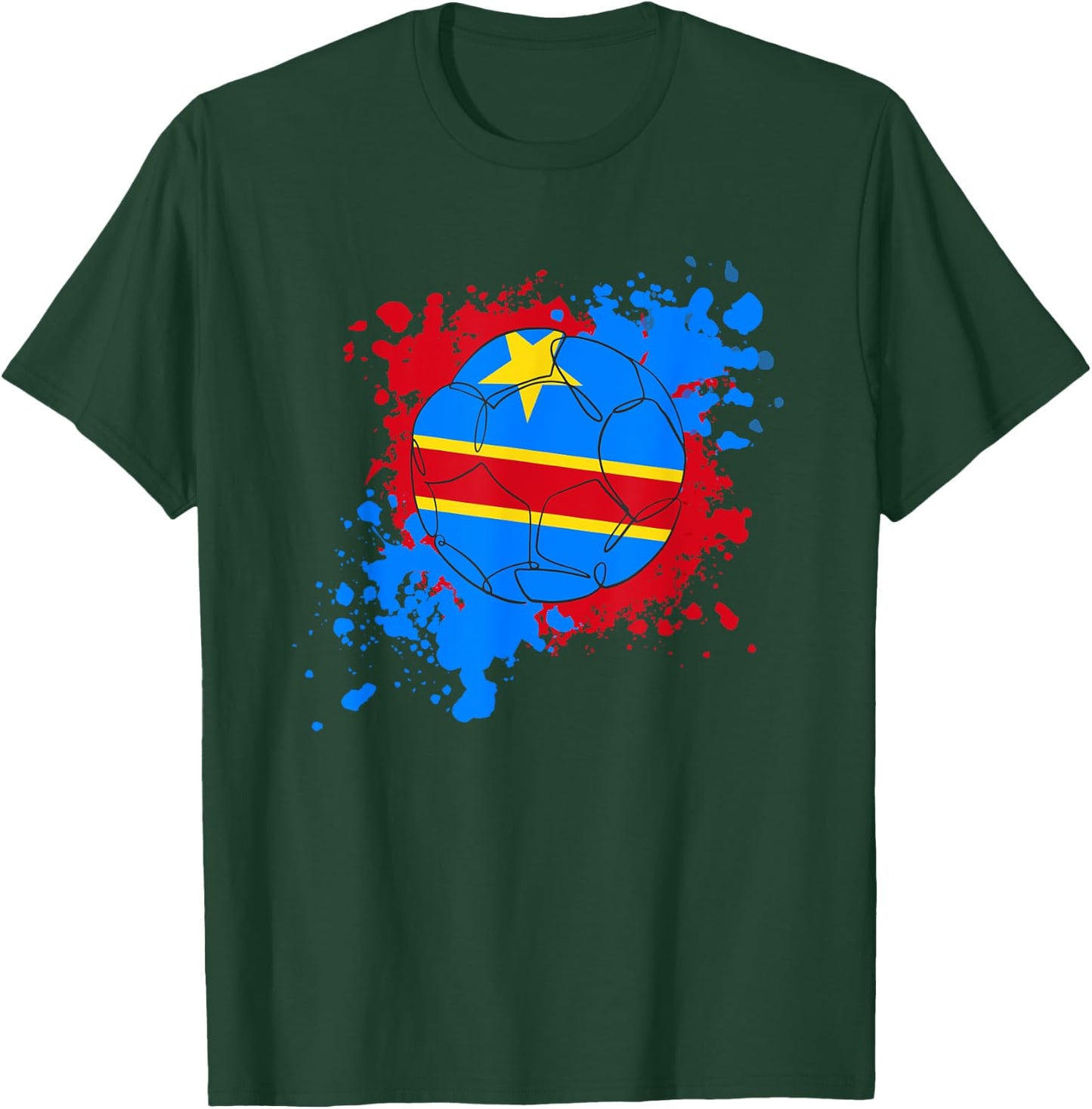 Soccer Ball With The Flag Of DR Congo T-Shirt - T-Shirt | Forest