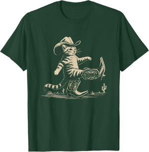 Funny Cowboy Boots for Cat T-Shirt - T-Shirt | Forest