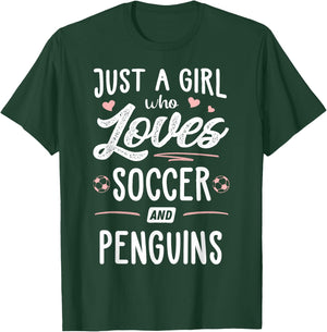 Just A Girl Who Loves Soccer And Penguins Gift Women T-Shirt - T-Shirt | Forest