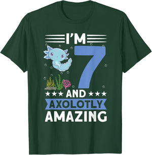I'm 7 and axolotly amazing 7th Birthday Kids Axolotl T-Shirt - T-Shirt | Forest