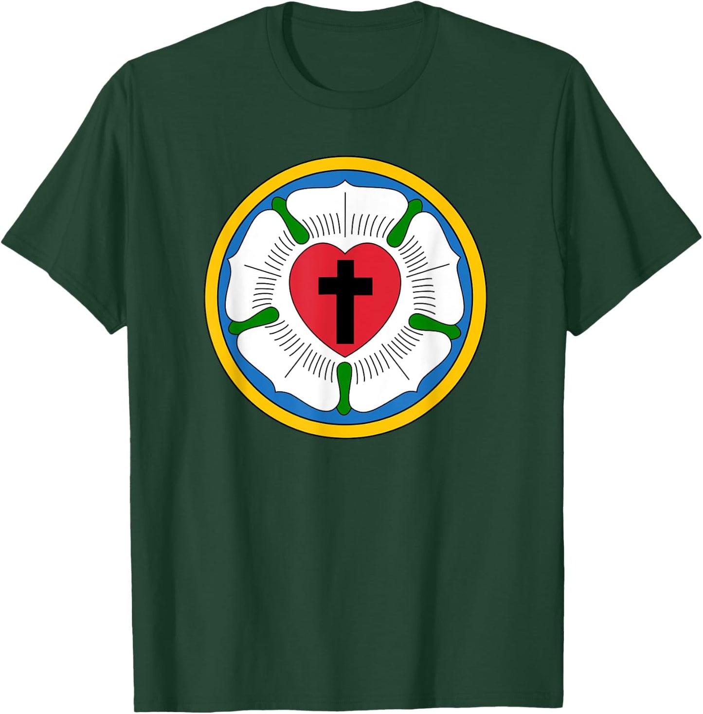 Lutheran 95 Theses Martin Luther Rose Reformation Concords T-Shirt - T-Shirt | Forest