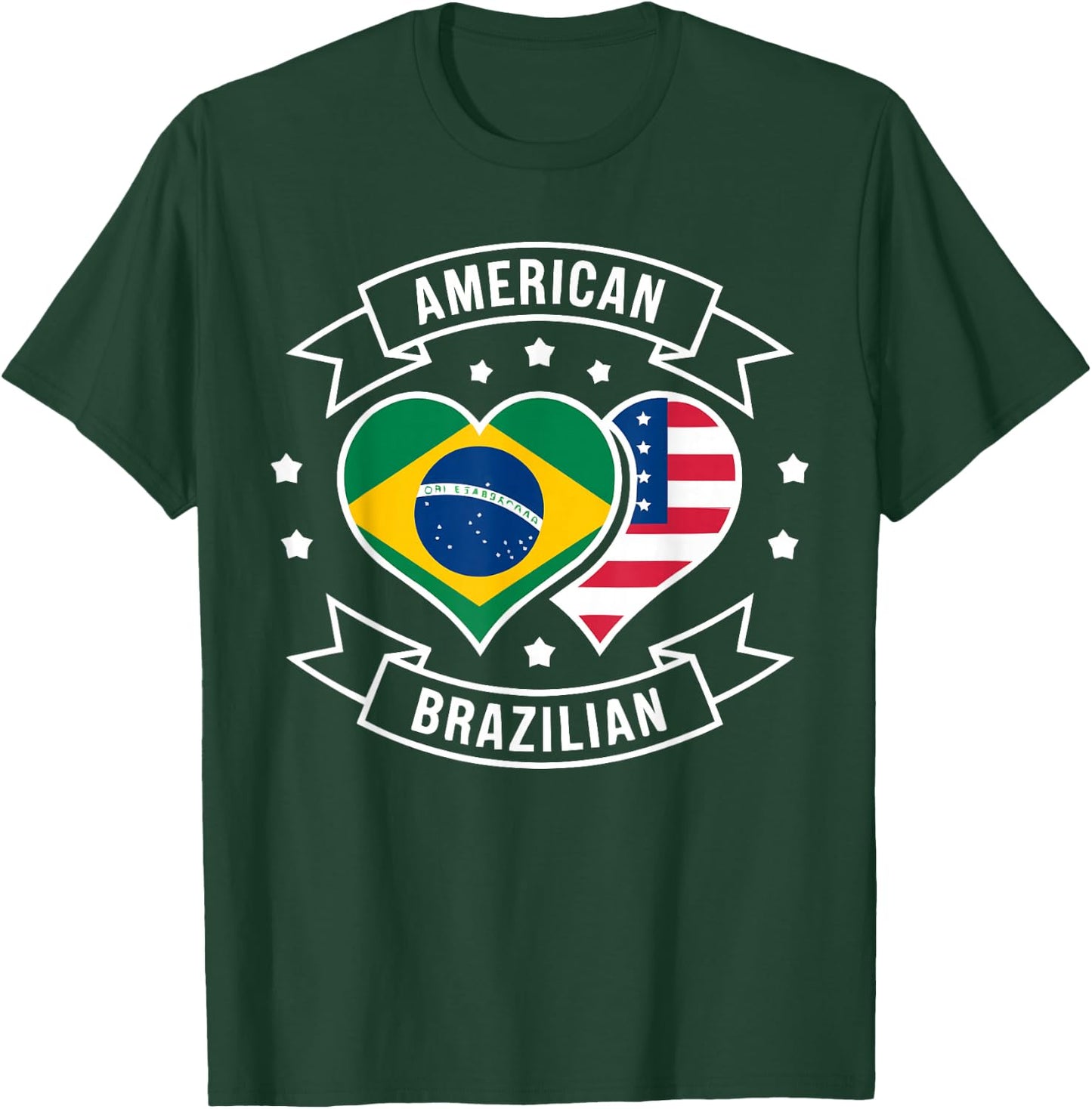 Half American Half Brazilian USA Flag Brazil America T-Shirt - T-Shirt | Forest