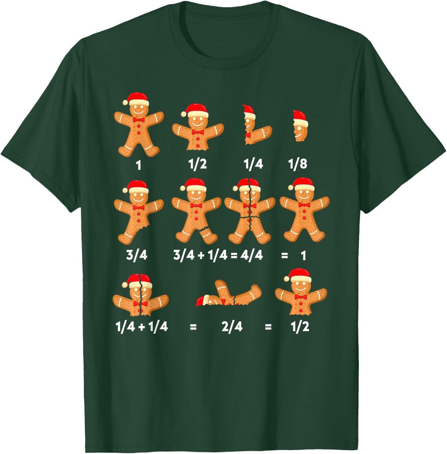 Christmas Math Teacher Equation Gingerbread Cookie Santa Hat Men Women Kids T-Shirt - T-Shirt | Forest