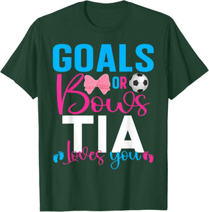 Goals Or Bows Tia Loves You Baby Gender Reveal Pregnancy T-Shirt - T-Shirt | Forest
