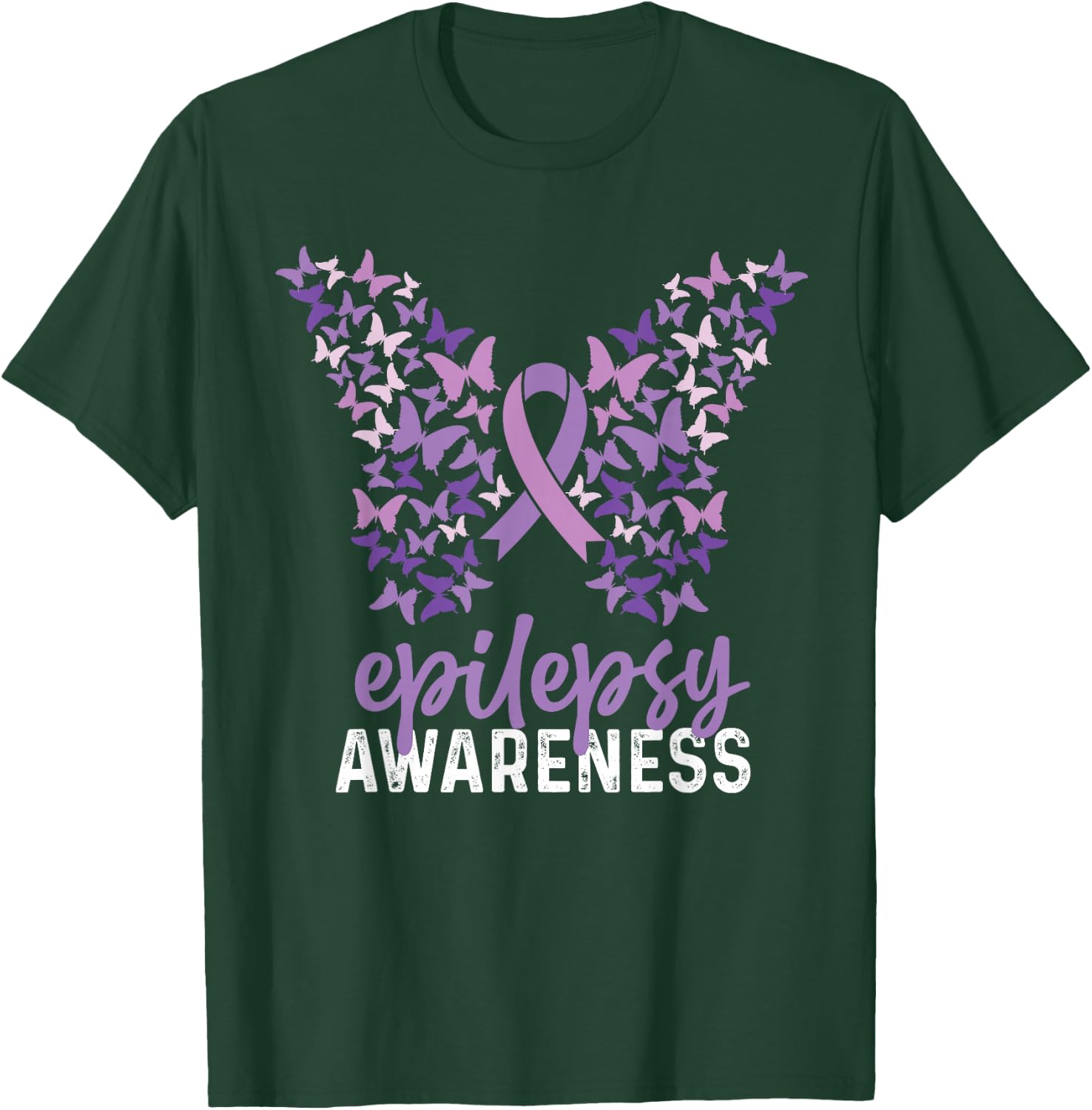 Epilepsy Awareness Butterfly Ribbon T-Shirt - T-Shirt | Forest
