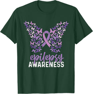 Epilepsy Awareness Butterfly Ribbon T-Shirt - T-Shirt | Forest