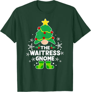 Waitress Gnome Xmas Family Holiday Christmas Matching T-Shirt - T-Shirt | Forest