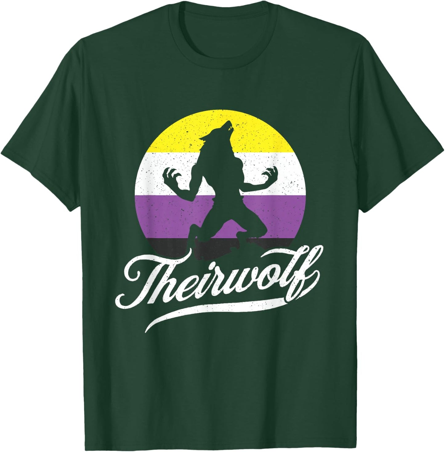 Theirwolf Non Binary Pride Nonbinary NB Enby Flagge LGBTQIA+ T-Shirt - T-Shirt | Forest