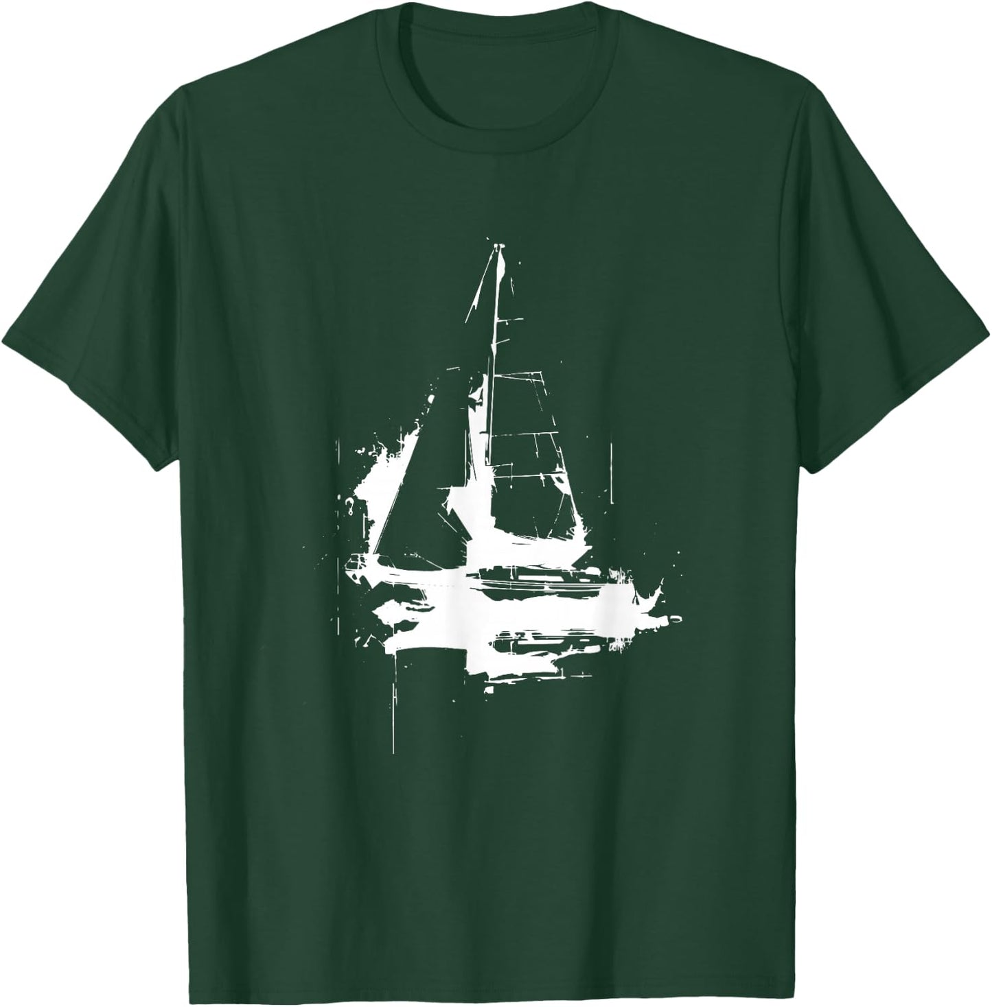 Sailing Boat Drawing Sailor Sailing Tour , black T-Shirt - T-Shirt | Forest