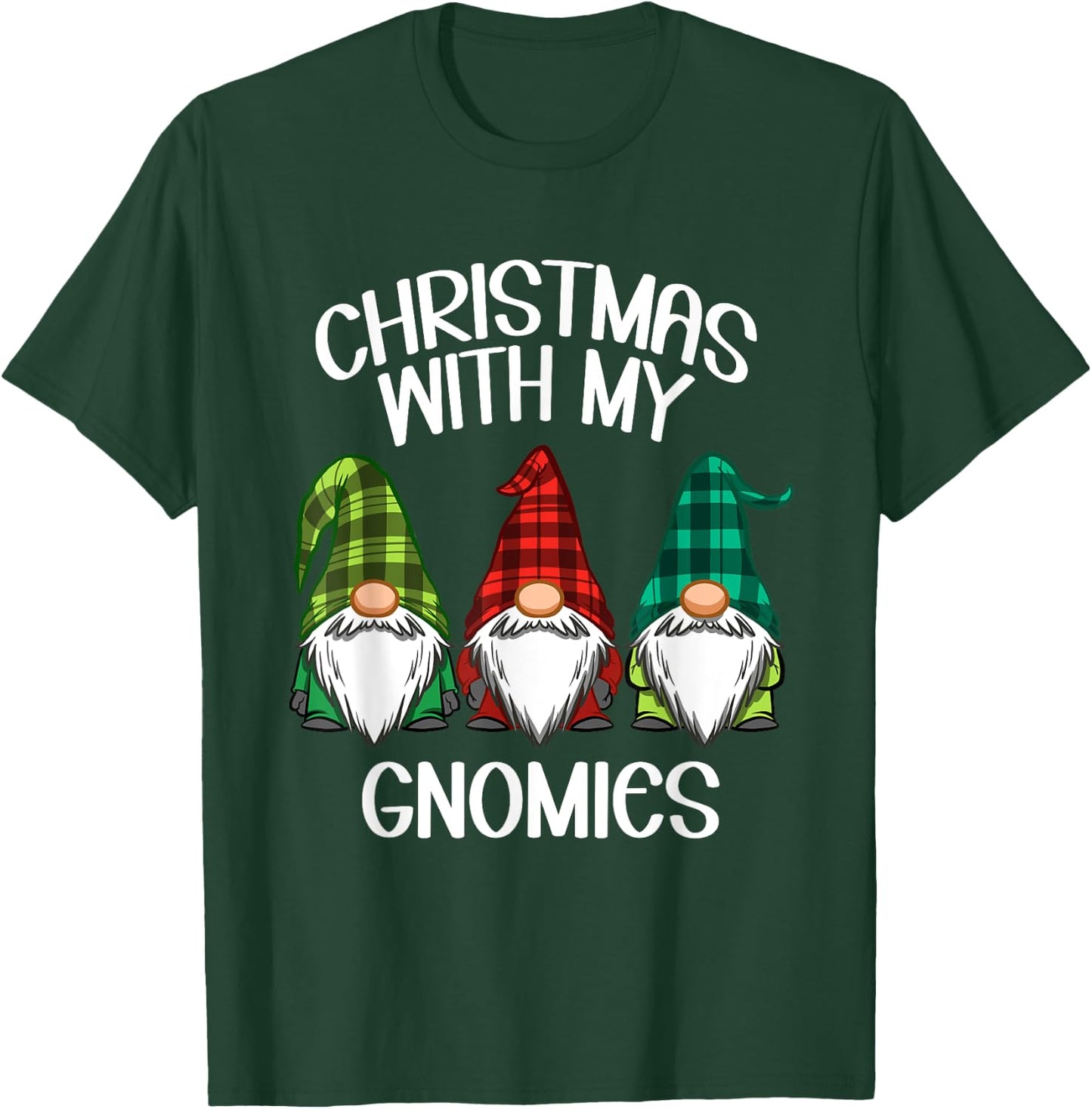 Gnome Family Christmas Shirt Women Men Buffalo Plaid T-Shirt - T-Shirt | Forest