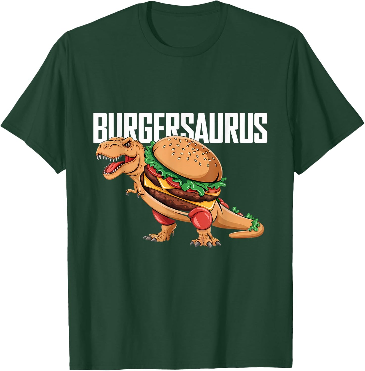 Burger Dinosaur T-Rex Fast Food Dino Funny Burger T-Shirt - T-Shirt | Forest