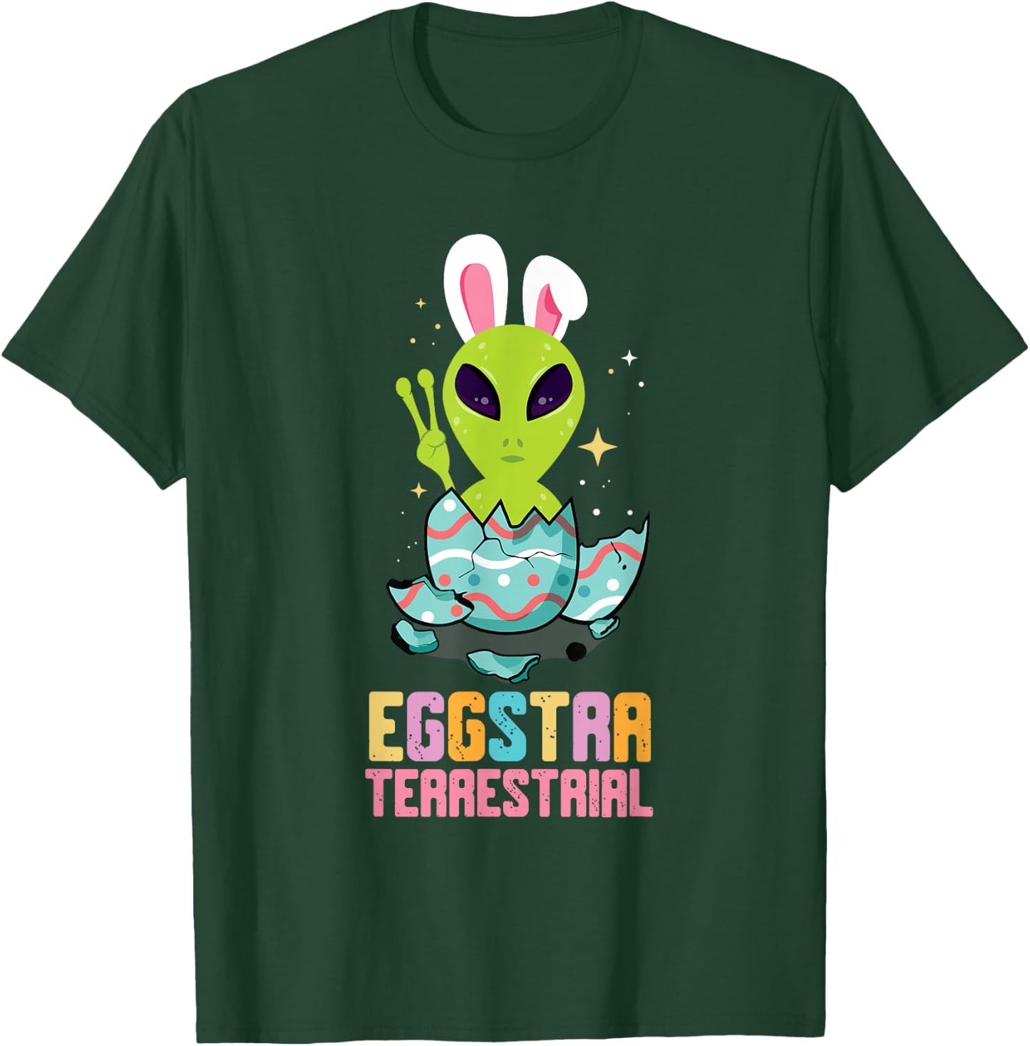 Eggstraterrestrial Easter Bunny Alien Believer Easter Eggs T-Shirt - T-Shirt | Forest