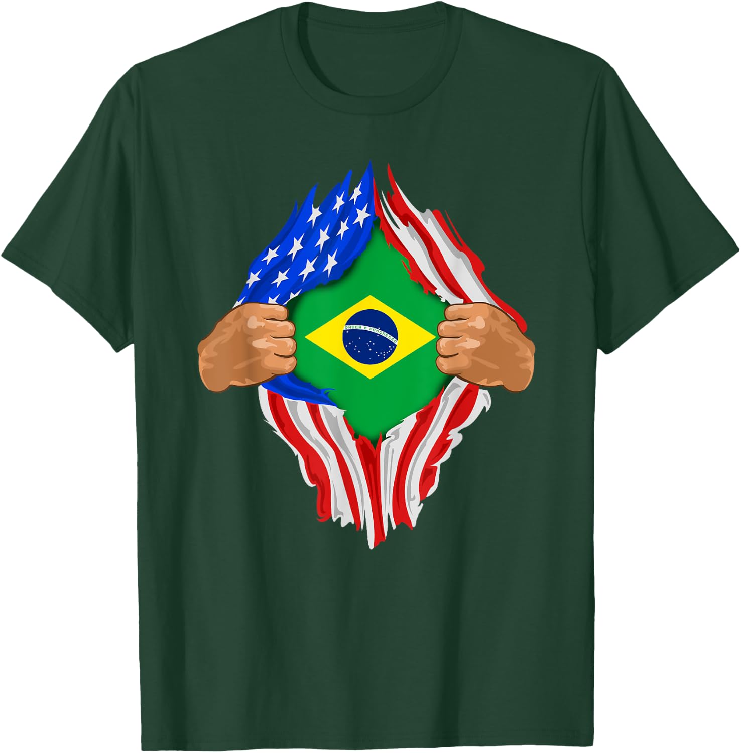 Brazilian Blood Inside Me | Brazil Flag Gift T-Shirt - T-Shirt | Forest
