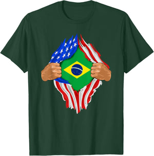 Brazilian Blood Inside Me | Brazil Flag Gift T-Shirt - T-Shirt | Forest