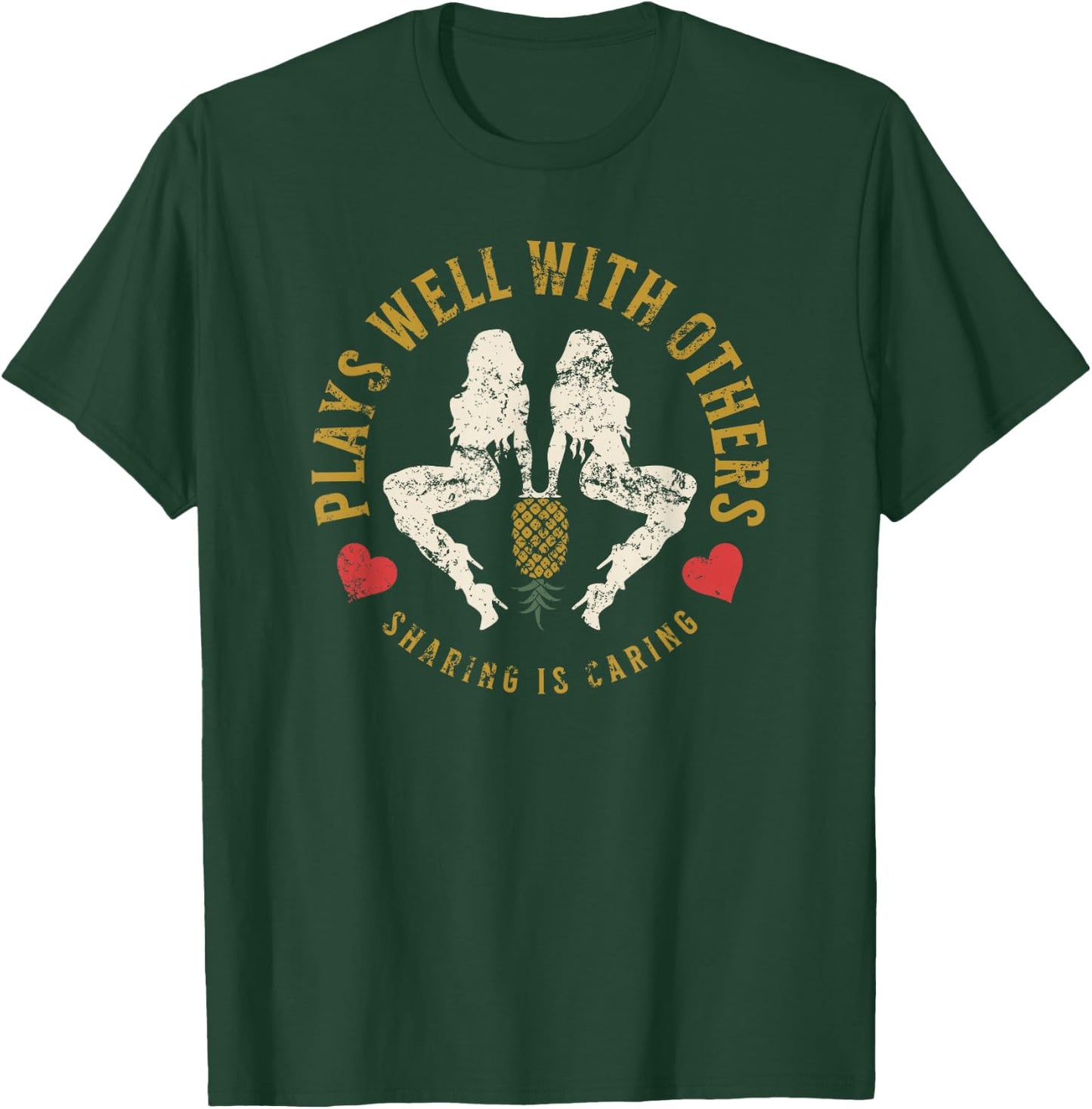 Plays Well With Others Swinger Couples Upside Down Pineapple T-Shirt - T-Shirt | Forest