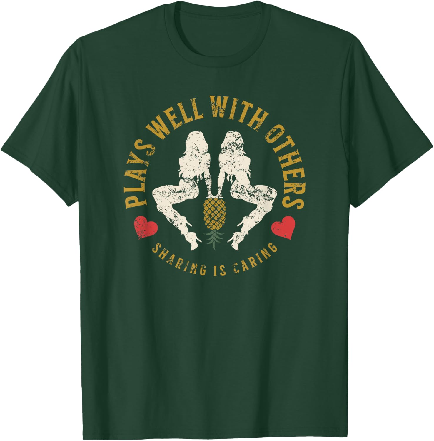 Plays Well With Others Swinger Couples Upside Down Pineapple T-Shirt - T-Shirt | Forest