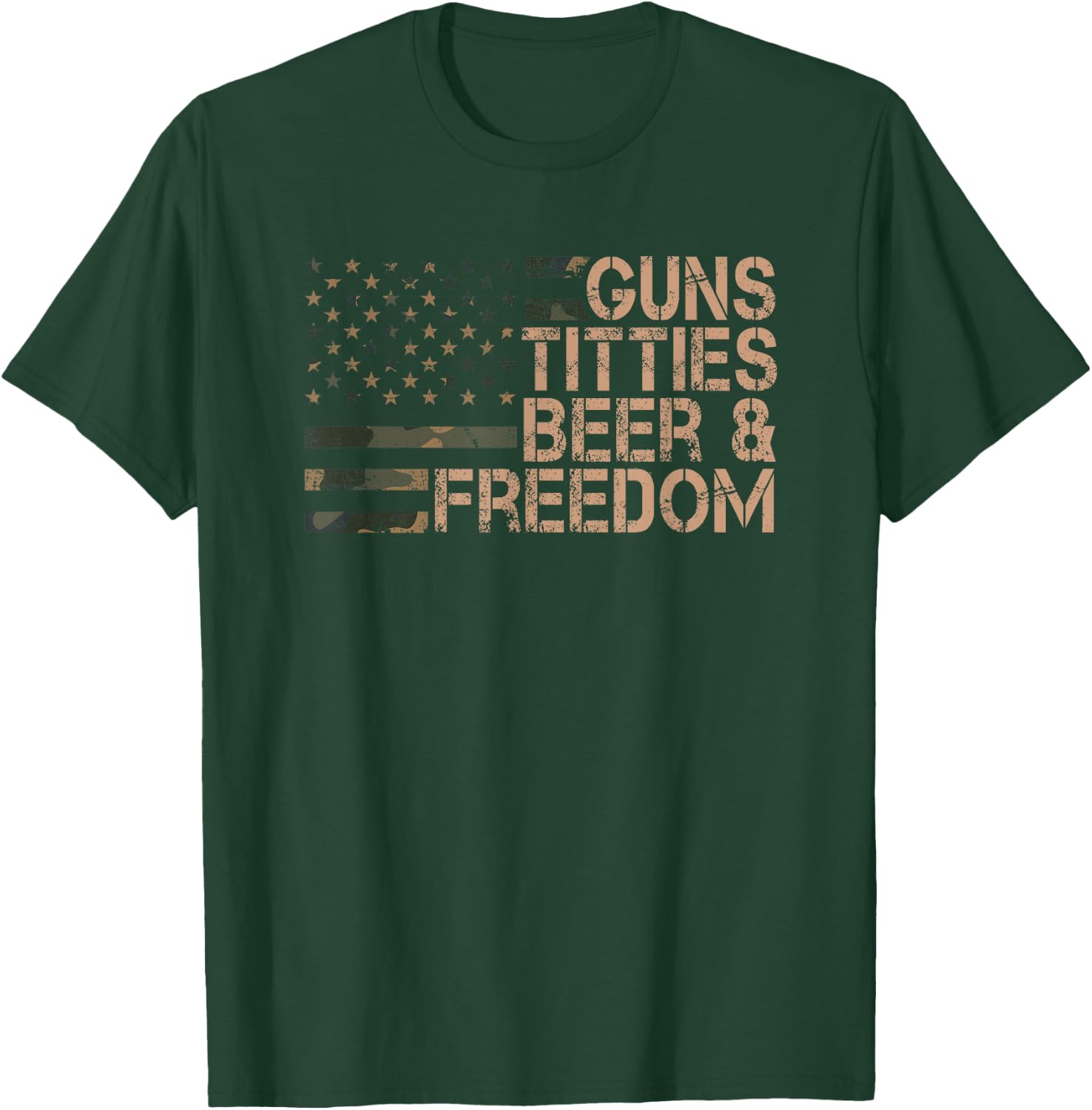 Guns Titties Beer & Freedom - Funny Men's Flag , black T-Shirt - T-Shirt | Forest