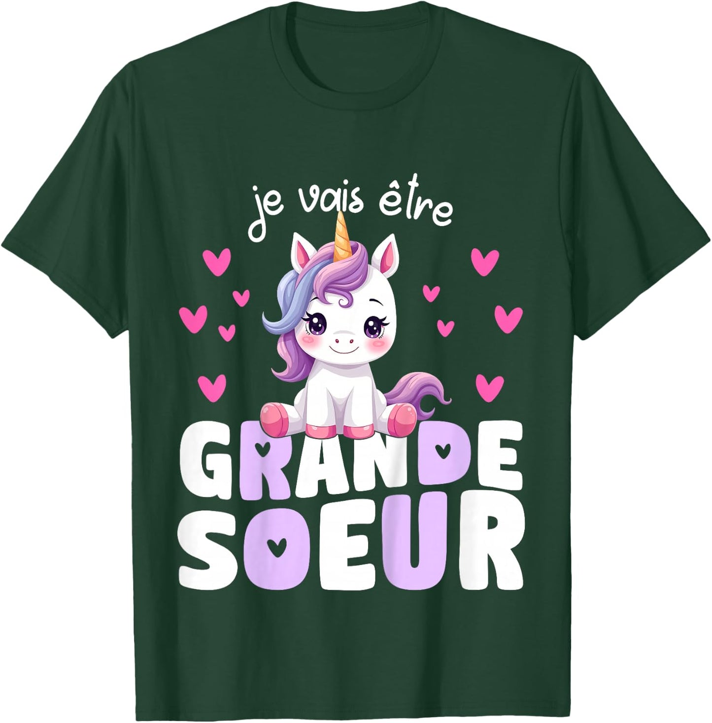I Will Be Big Sister Unicorn Announcement Pregnancy Sister T-Shirt - T-Shirt | Forest