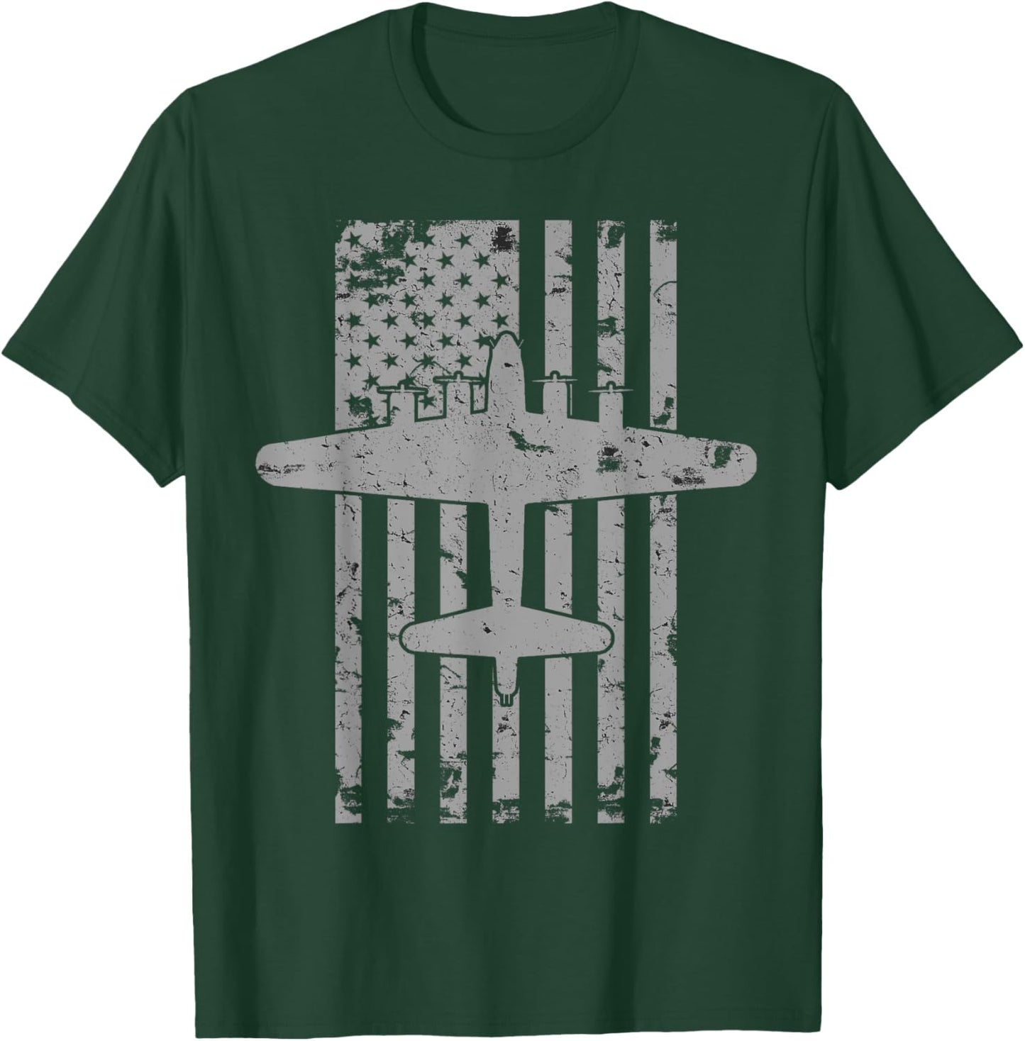 B-17 Flying Fortress WWII Bomber Airplane Pilot T-Shirt - T-Shirt | Forest