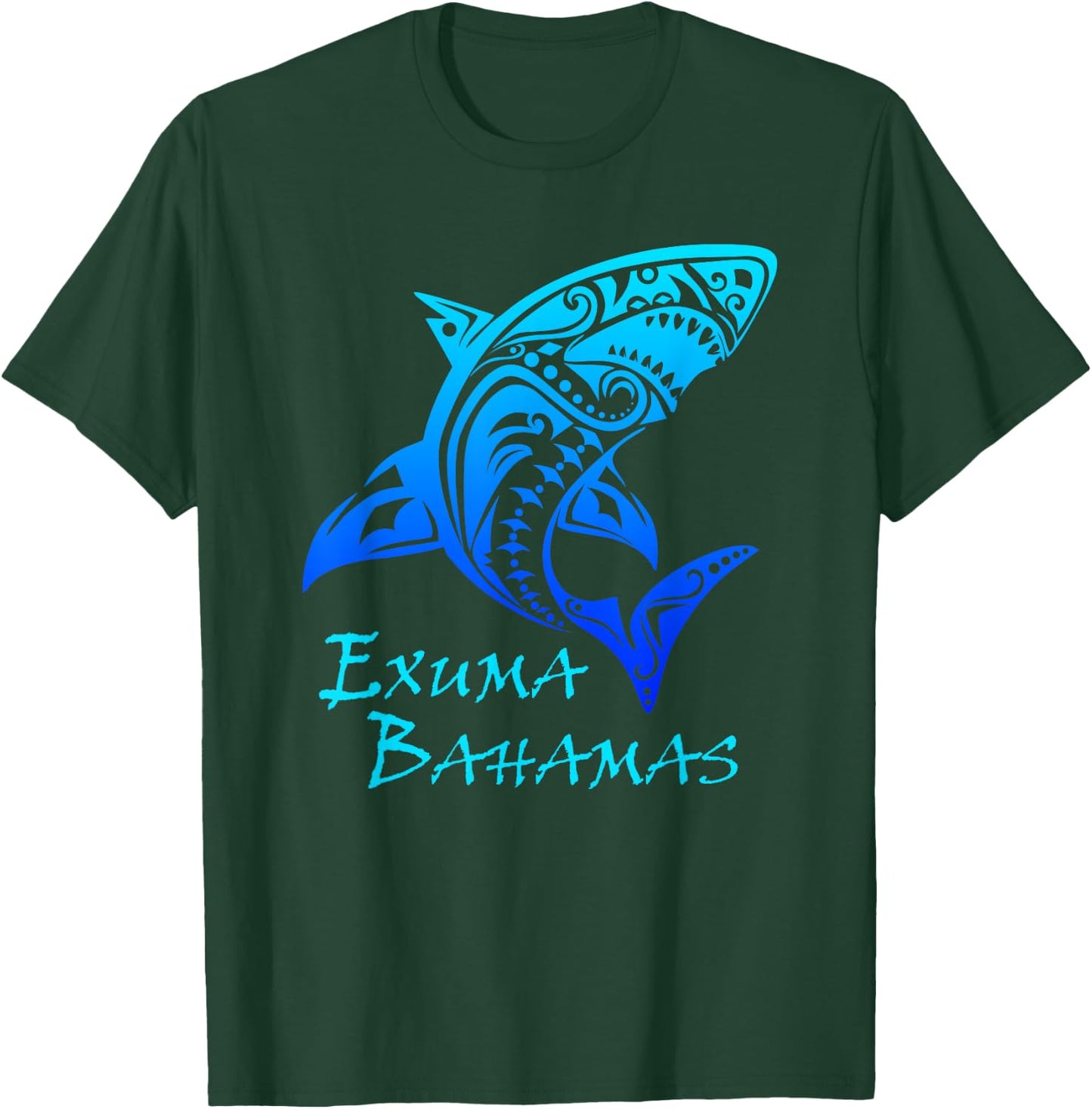Exuma Bahamas Tribal Shark Polynesian Tattoo Style Vacation T-Shirt - T-Shirt | Forest