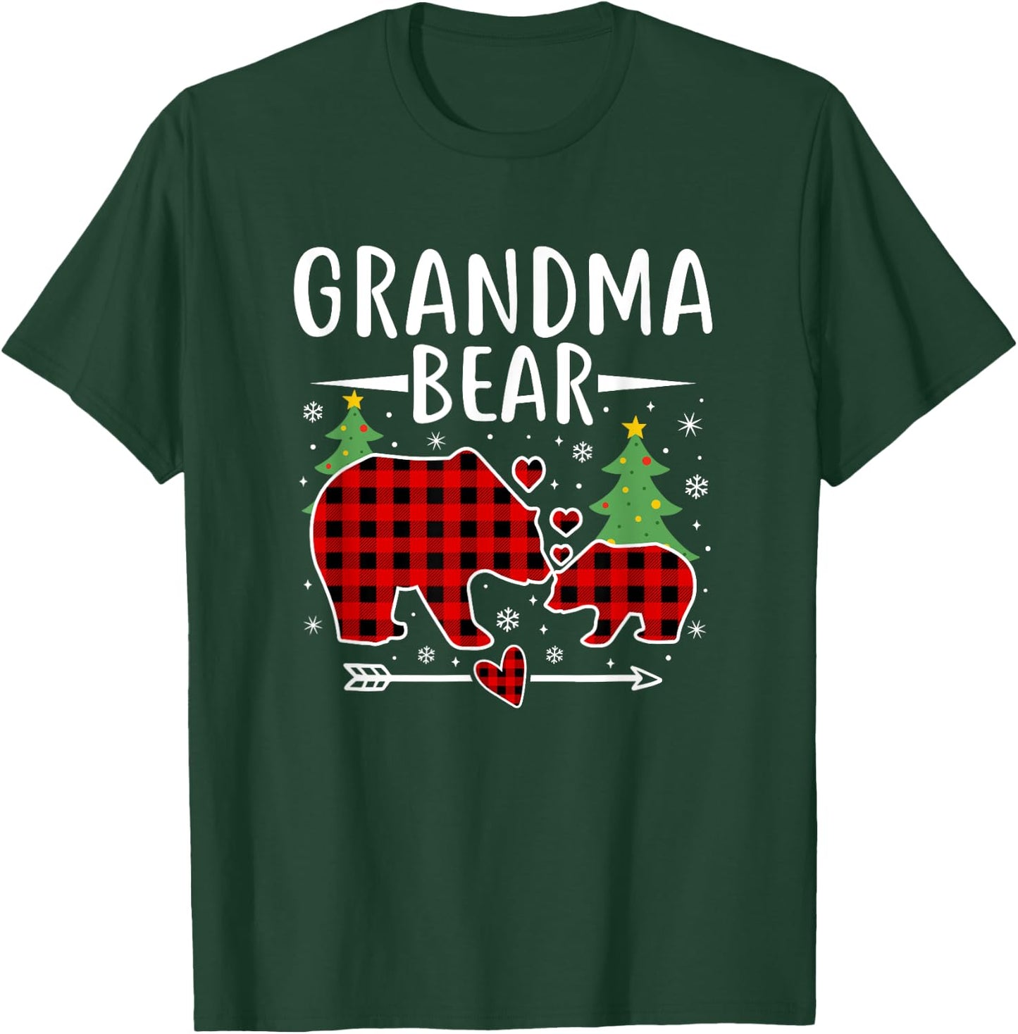 Grandma Bear Christmas Pajama shirt Red Plaid Grandma Bear T-Shirt - T-Shirt | Forest