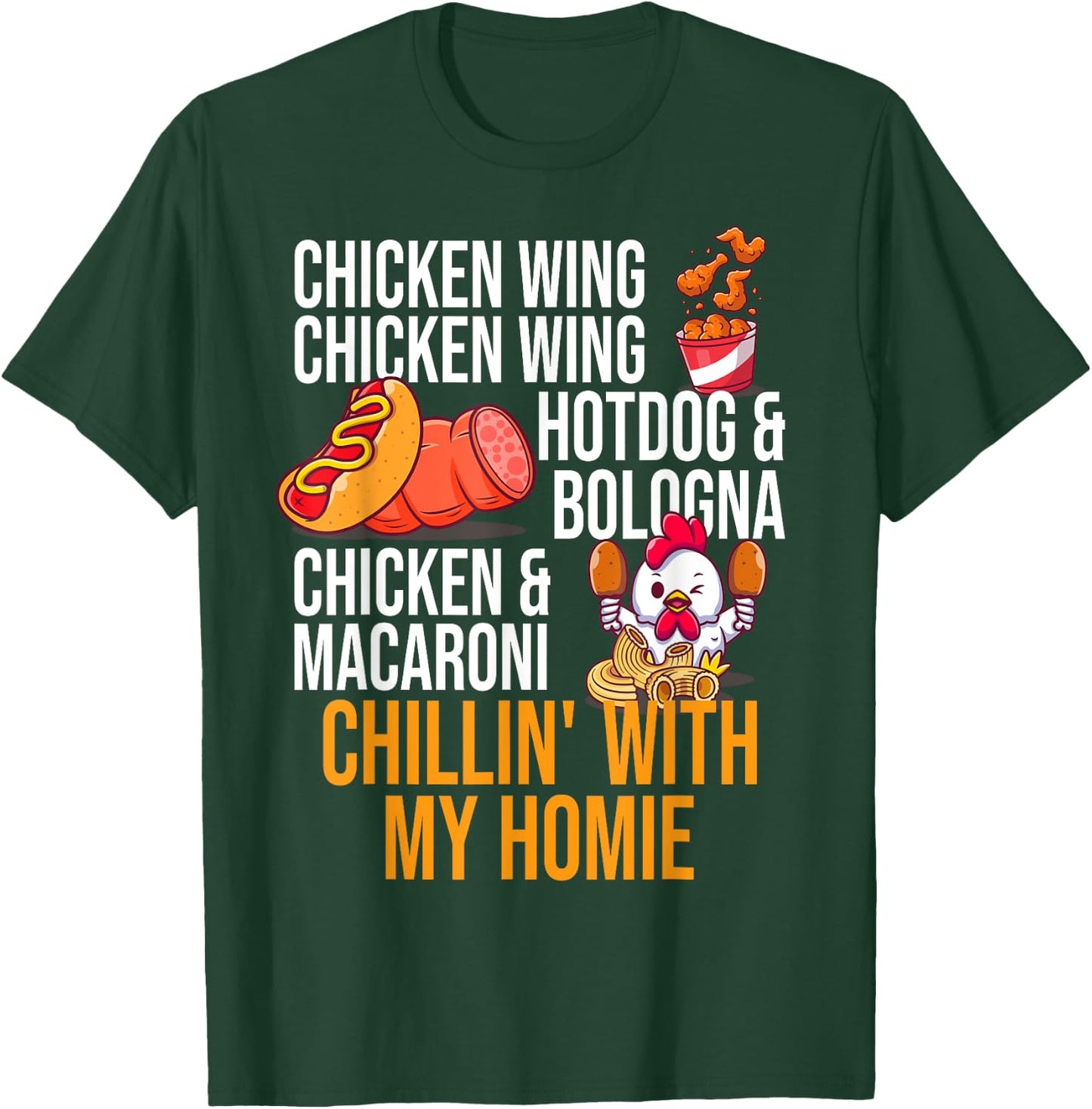 Chicken Wing Chicken Wing Hot Dog And Bologna Men Women Girls Kids T-Shirt - T-Shirt | Forest