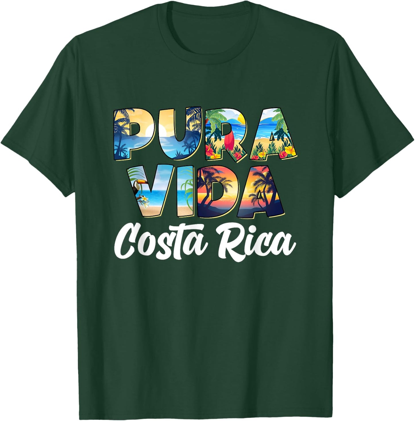 Pura Vida Costa Rica Souvenir - Cool Travel Central America , Black, S T-Shirt - T-Shirt | Forest