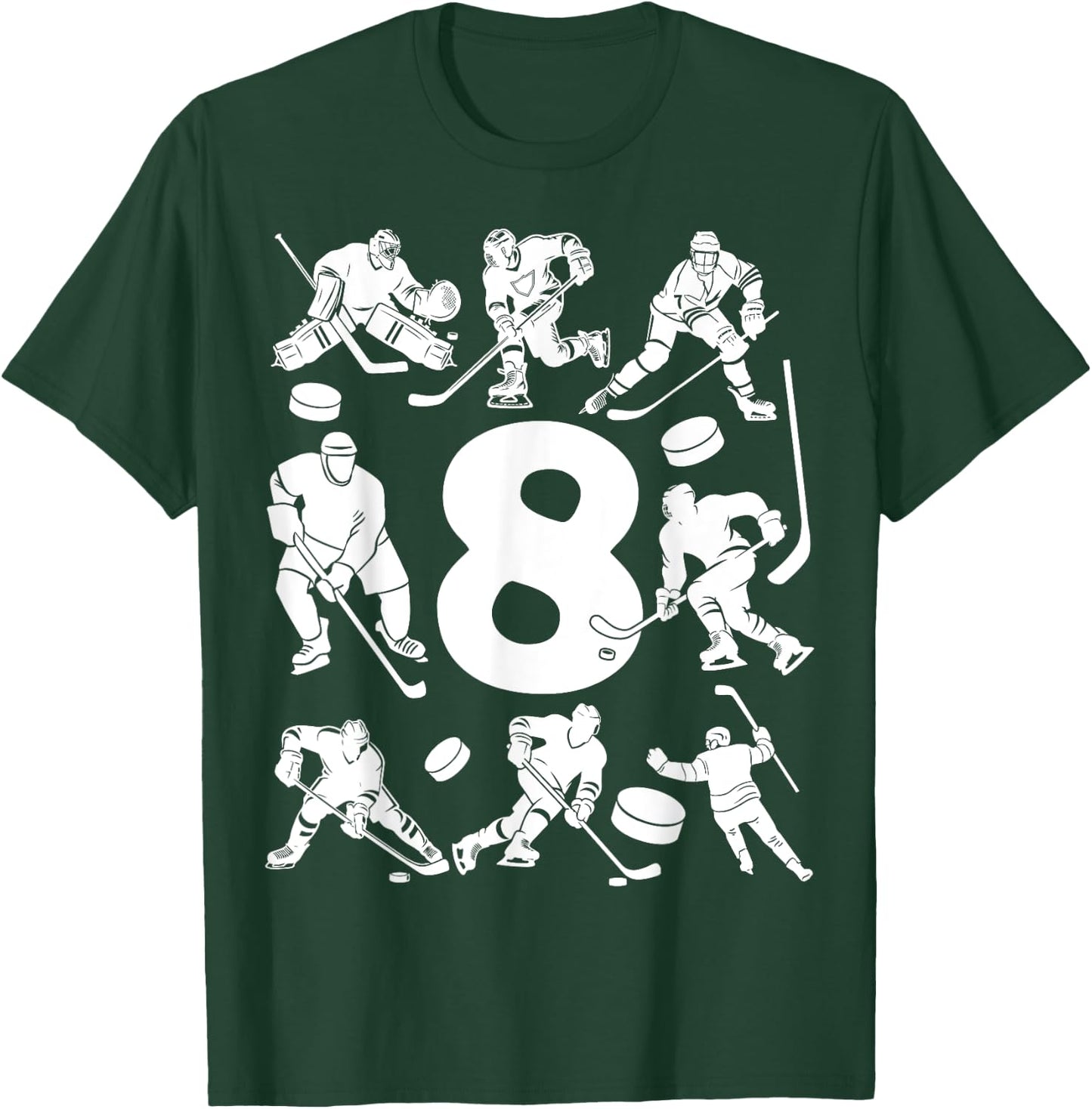 Number 8 Years Ice Hockey 8th Birthday T-Shirt - T-Shirt | Forest