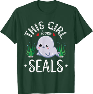 This Girl Loves Seals Cute Kawaii Seal Lover Girls Teens T-Shirt - T-Shirt | Forest