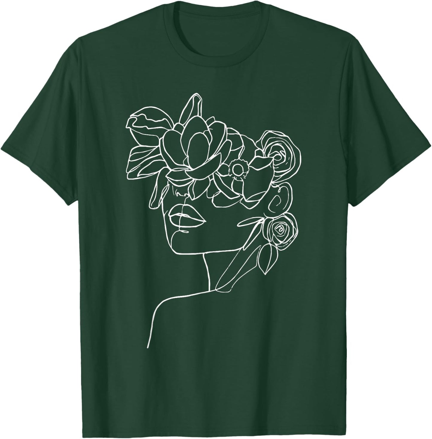 Modern Line Art Woman Face Design Elegant Minimalist T-Shirt - T-Shirt | Forest