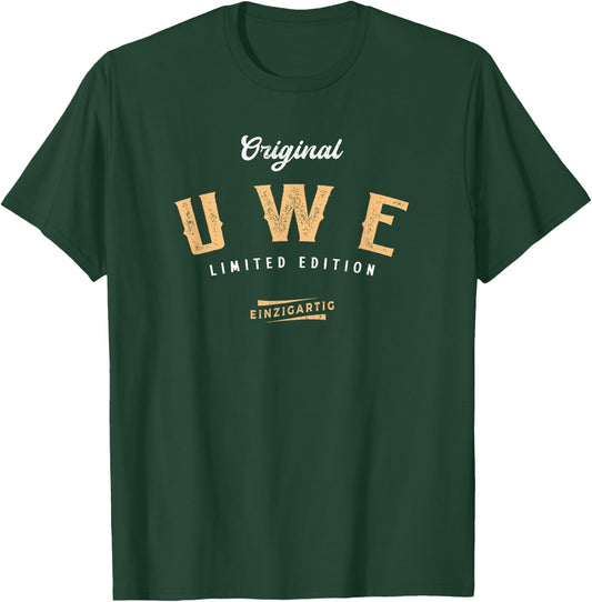 Lustige Geschenke für Uwe Uwe Limited Edition , Herren, Schwarz, S, Cartoon, Kurzarm, Klassische Passform, U-Boot-Ausschnitt, Klein T-Shirt - T-Shirt | Forest