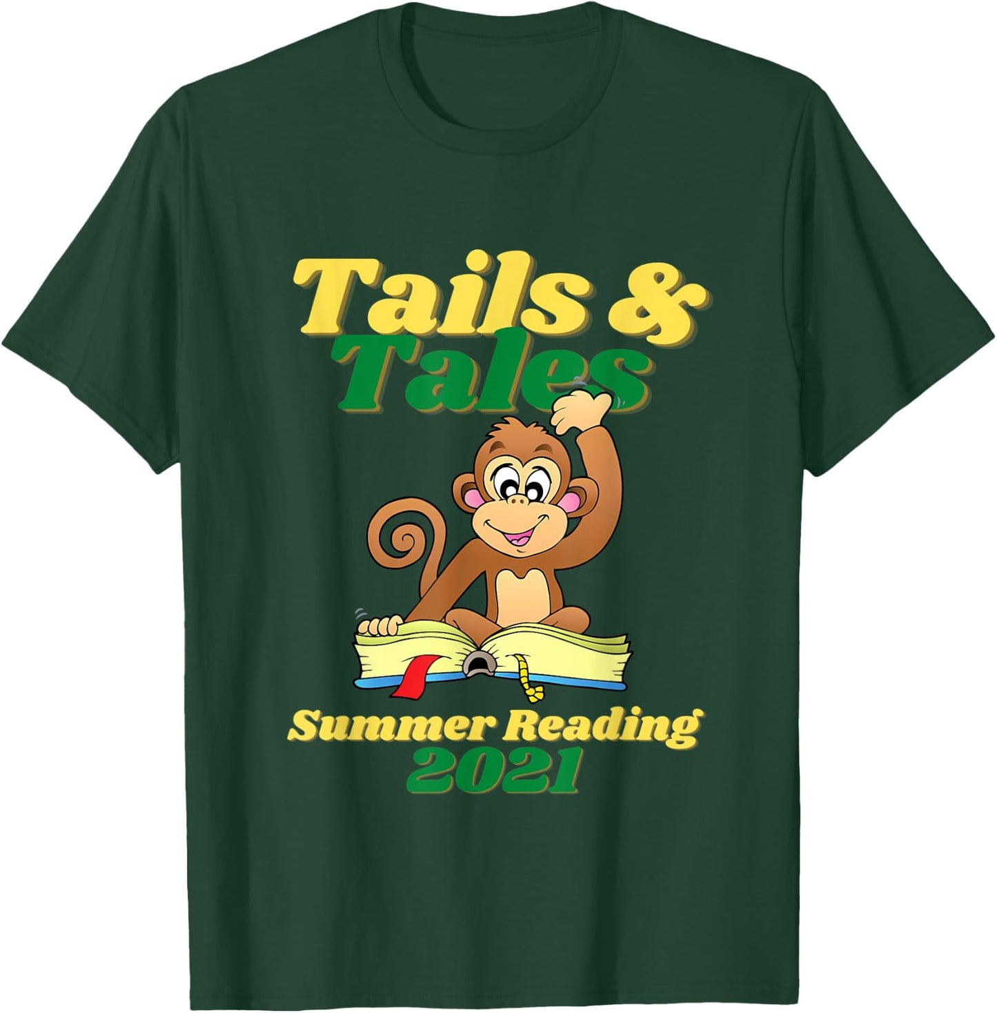 Tails and Tales Summer Reading 2021 Monkey Library Prize T-Shirt - T-Shirt | Forest