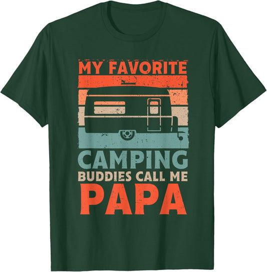 My Favorite Camping Buddies Call Me Papa Vintage Fathers Day T-Shirt - T-Shirt | Forest