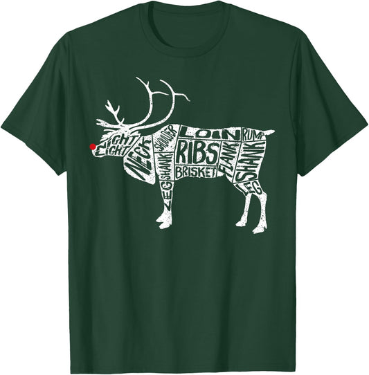 Funny Deer - Hunters Cuts of Meat Rudolph Reindeer T-Shirt - T-Shirt | Forest