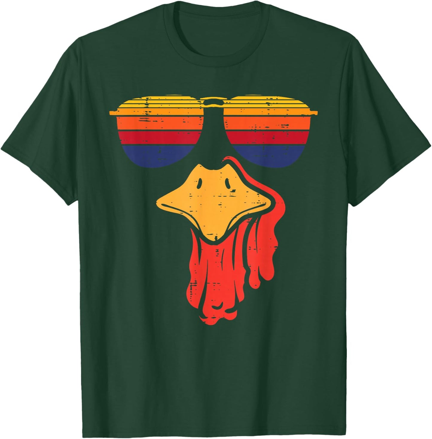 Thanksgiving Turkey Face Sunglasses Vintage Men Women Kids T-Shirt - T-Shirt | Forest