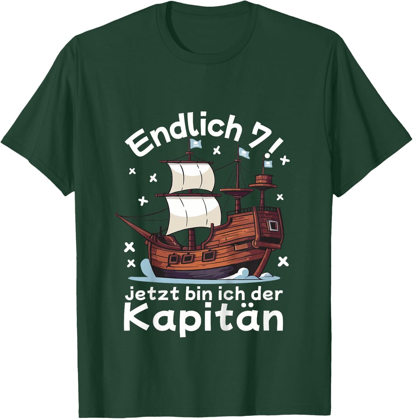 Kinder 7. Geburtstag Piraten Endlich 7 Junge 7 Jahre Piratenschiff T-Shirt - T-Shirt | Forest