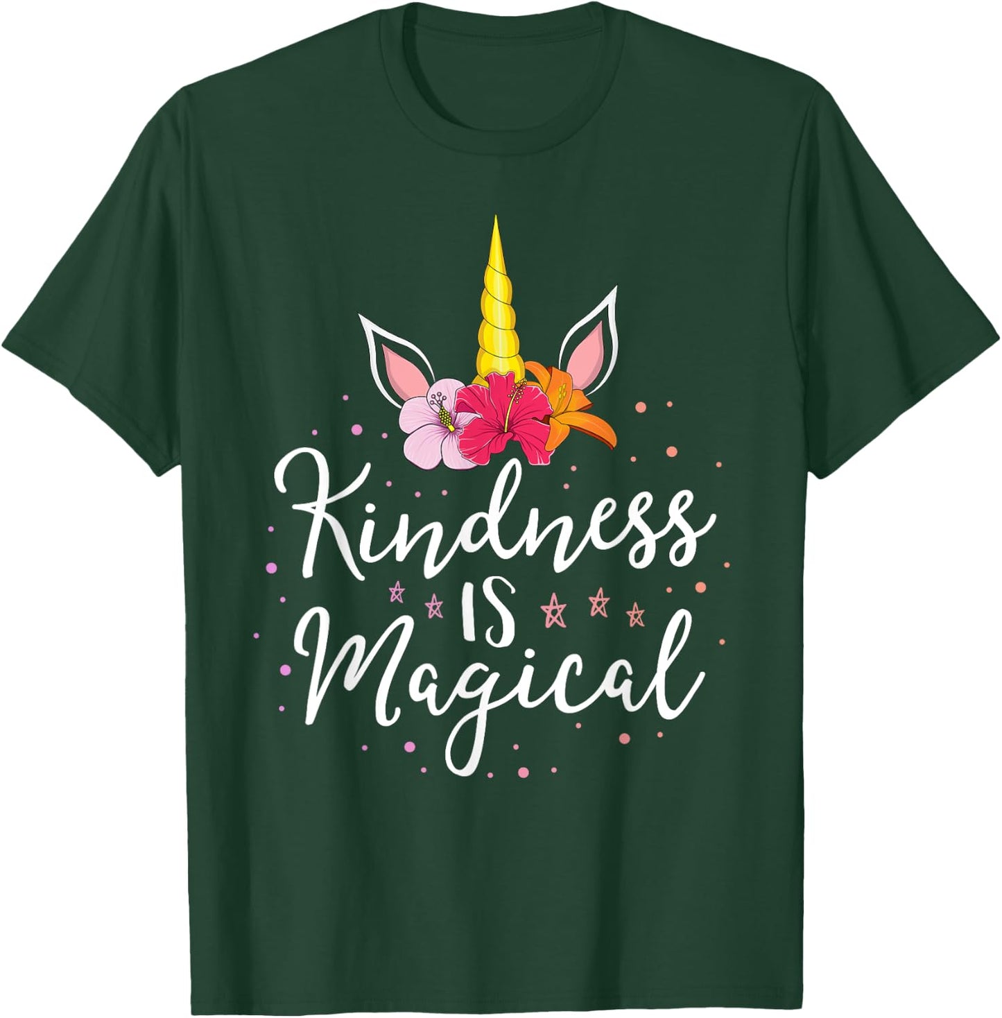 Kindness Is Magical Teacher Kind Anti Bullying Unicorn T-Shirt - T-Shirt | Forest