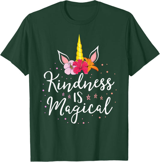 Kindness Is Magical Teacher Kind Anti Bullying Unicorn T-Shirt - T-Shirt | Forest