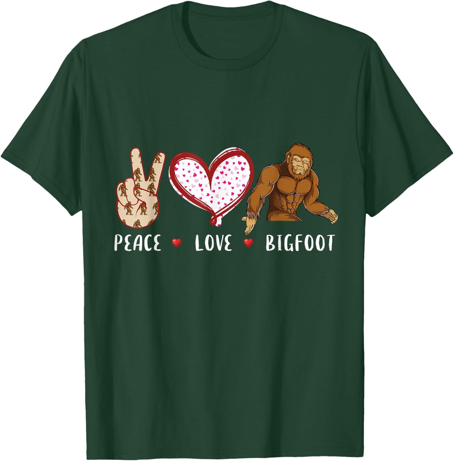 Peace Love Bigfoot camping women kids Sasquatch T-Shirt - T-Shirt | Forest