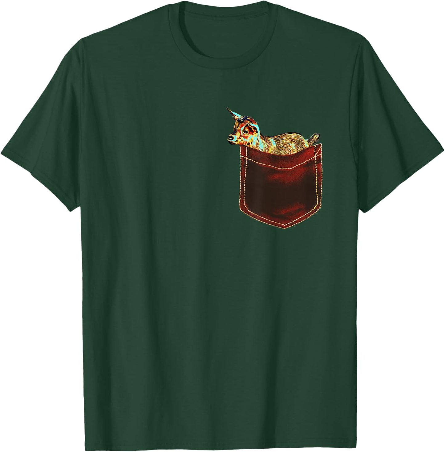 Goat Shirt - Cute Goat in Pocket Men Women Kids Goat Lover T-Shirt - T-Shirt | Forest