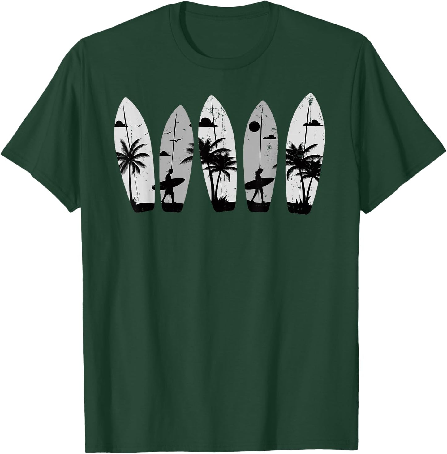 Surfboard Palm Trees Surfing Surfer Beach Summer Waves Surf Women Kids T-Shirt - T-Shirt | Forest