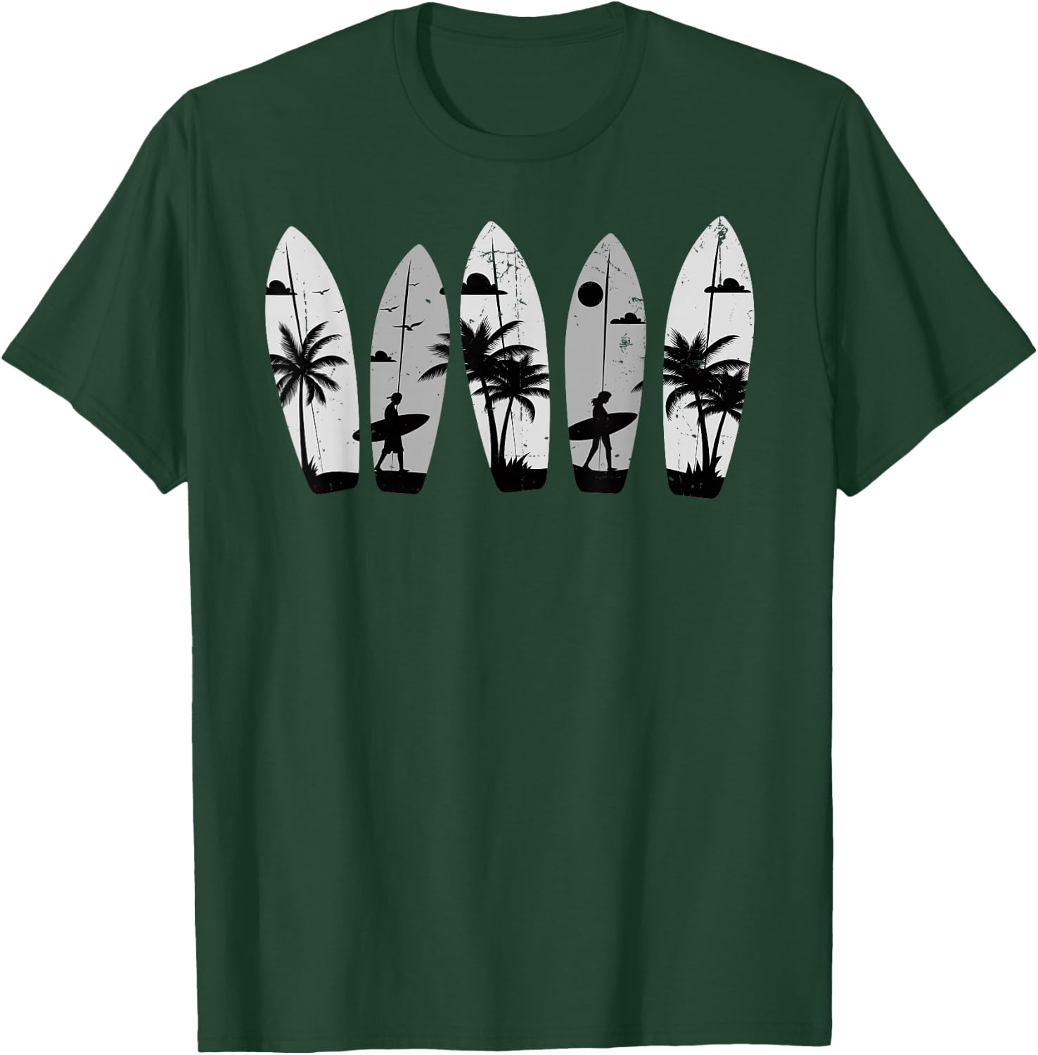 Surfboard Palm Trees Surfing Surfer Beach Summer Waves Surf Women Kids T-Shirt - T-Shirt | Forest