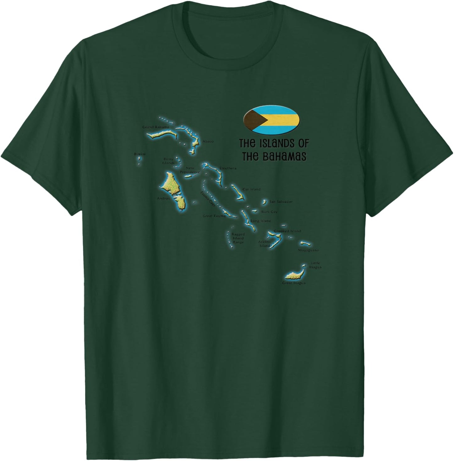 Bahamas, The Islands of, Map T-Shirt - T-Shirt | Forest