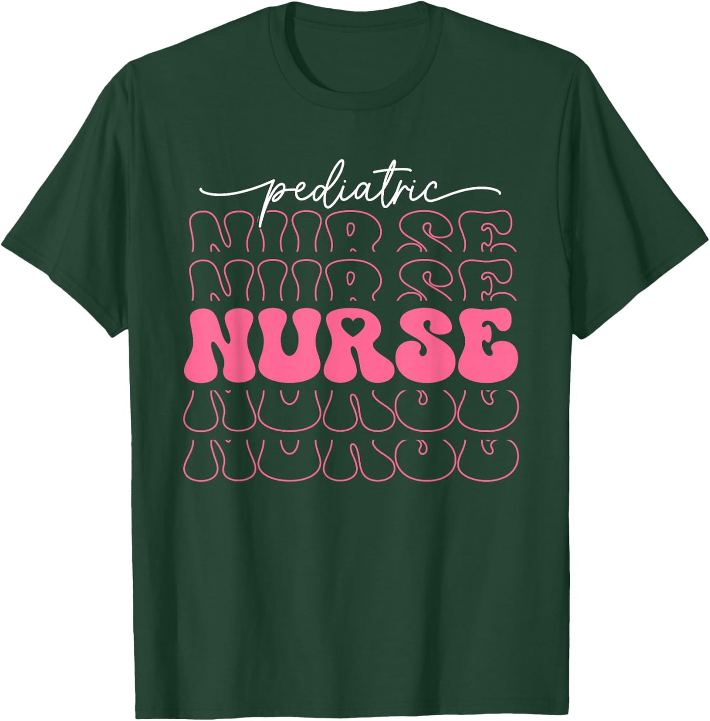 Retro Pediatric Nurse Cute Valentines Day Hearts Stethoscope T-Shirt - T-Shirt | Forest