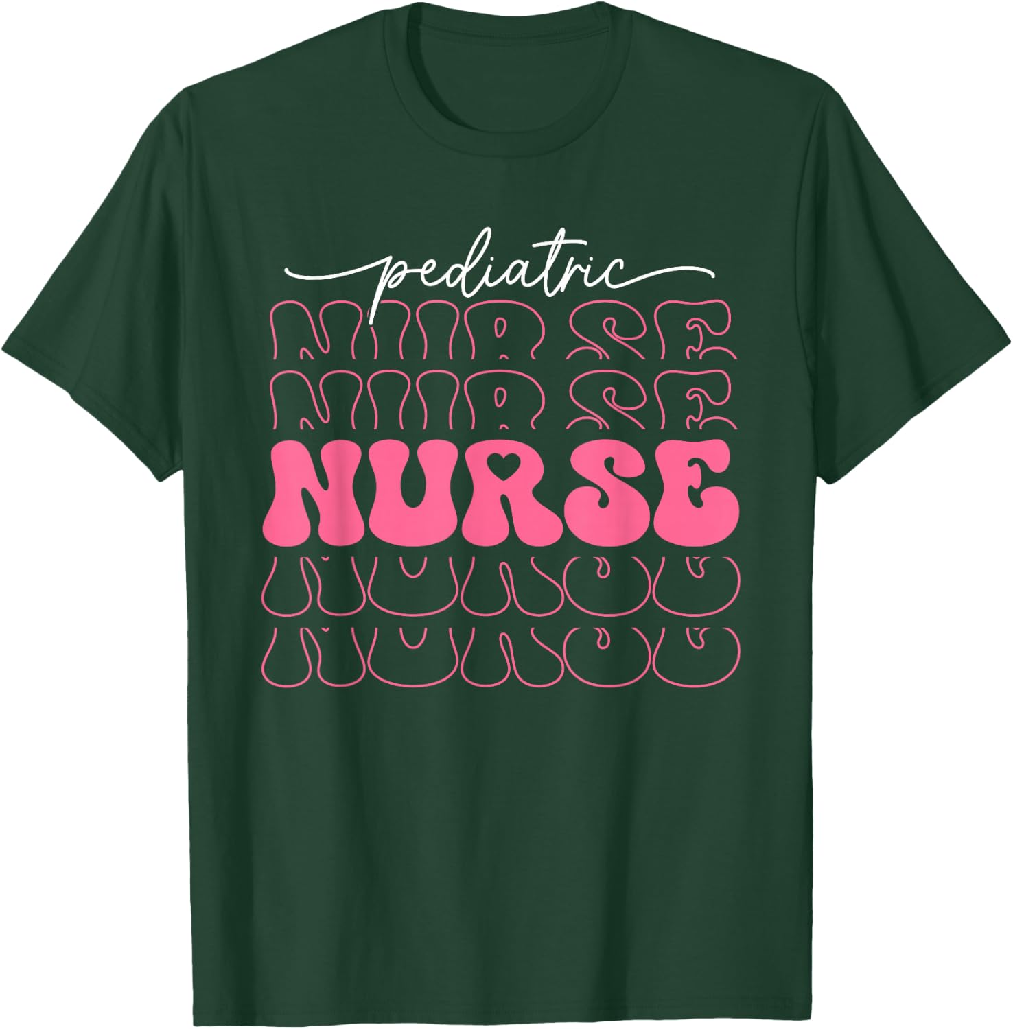 Retro Pediatric Nurse Cute Valentines Day Hearts Stethoscope T-Shirt - T-Shirt | Forest