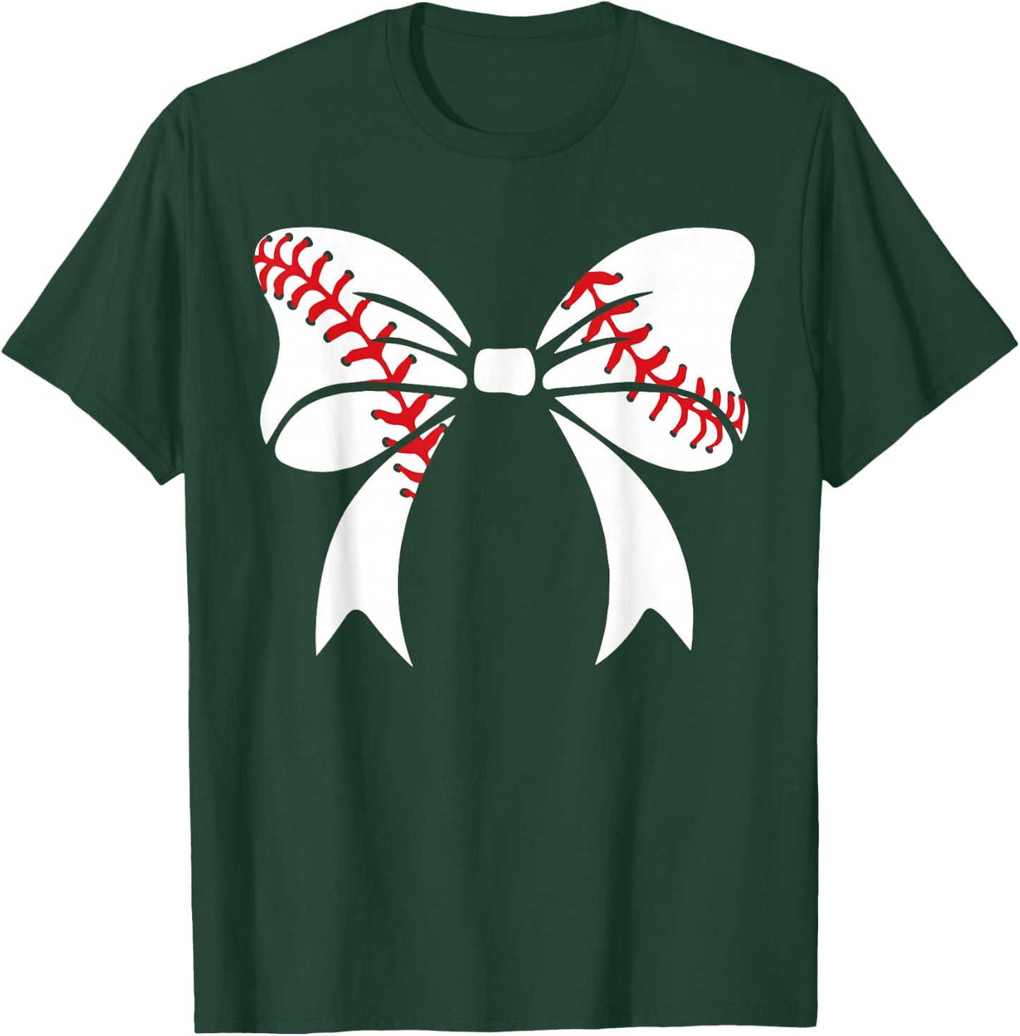 Baseball Bow Baseball Mom Mothers Day Women Baseball Mama T-Shirt - T-Shirt | Forest