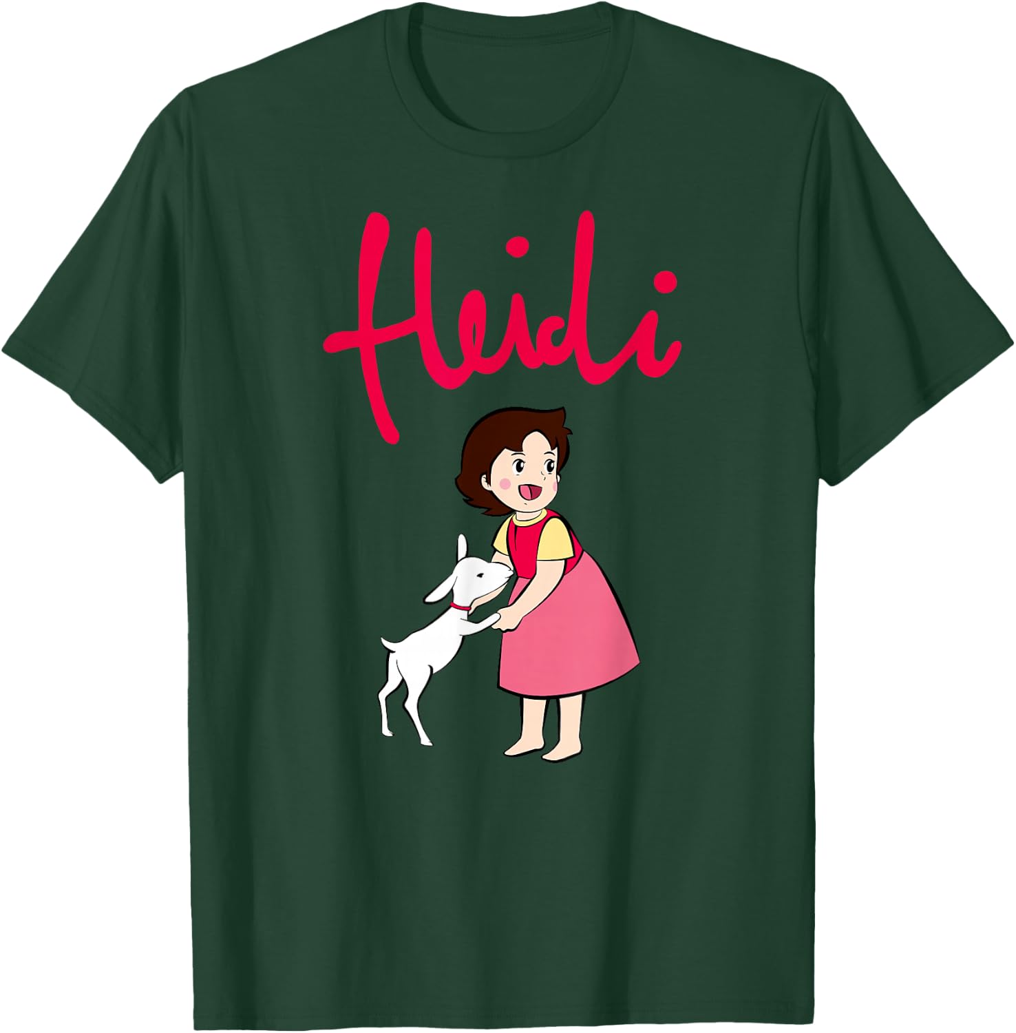 Heidi with Goat Cute with Logo Pink Cartoon TV Series T-Shirt - T-Shirt | Forest