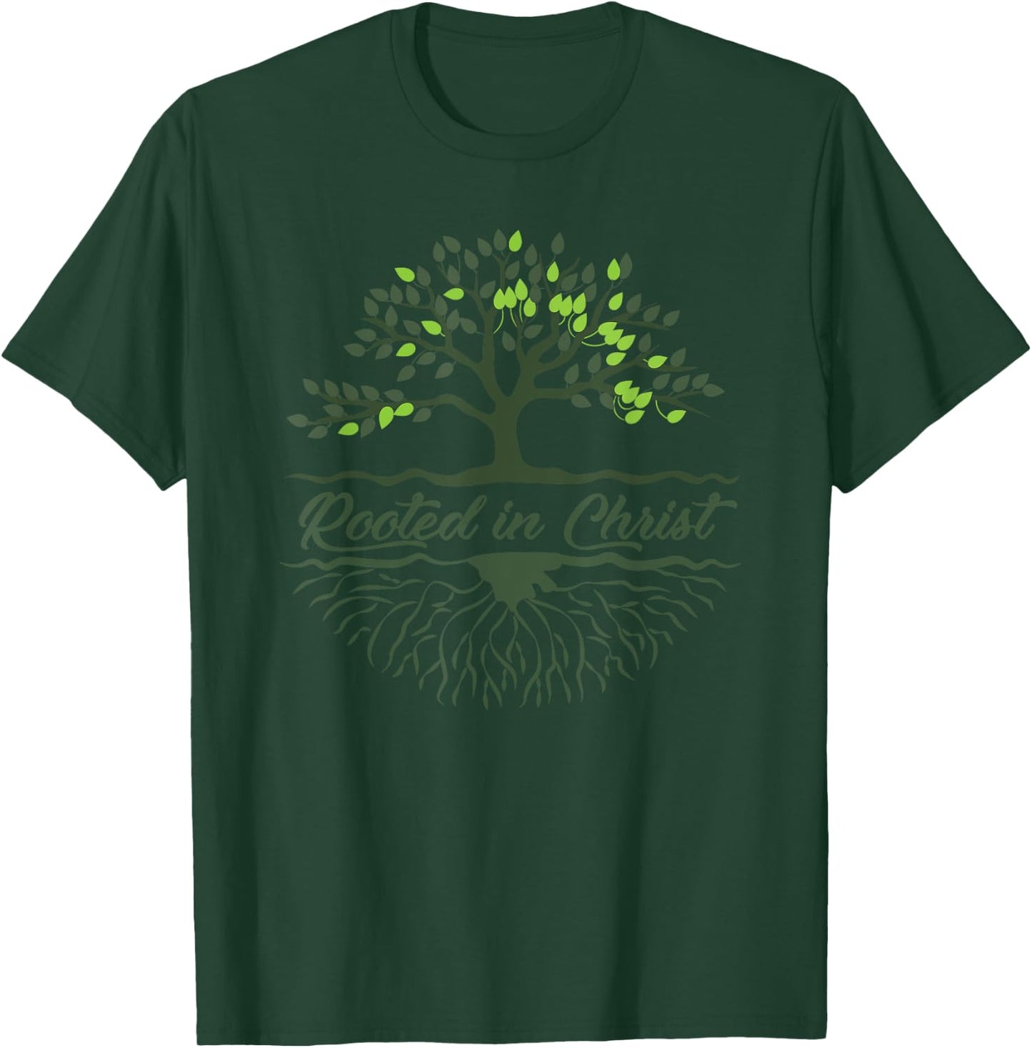 Rooted In Christ Women's or Men's Christian Tree Roots T-Shirt - T-Shirt | Forest