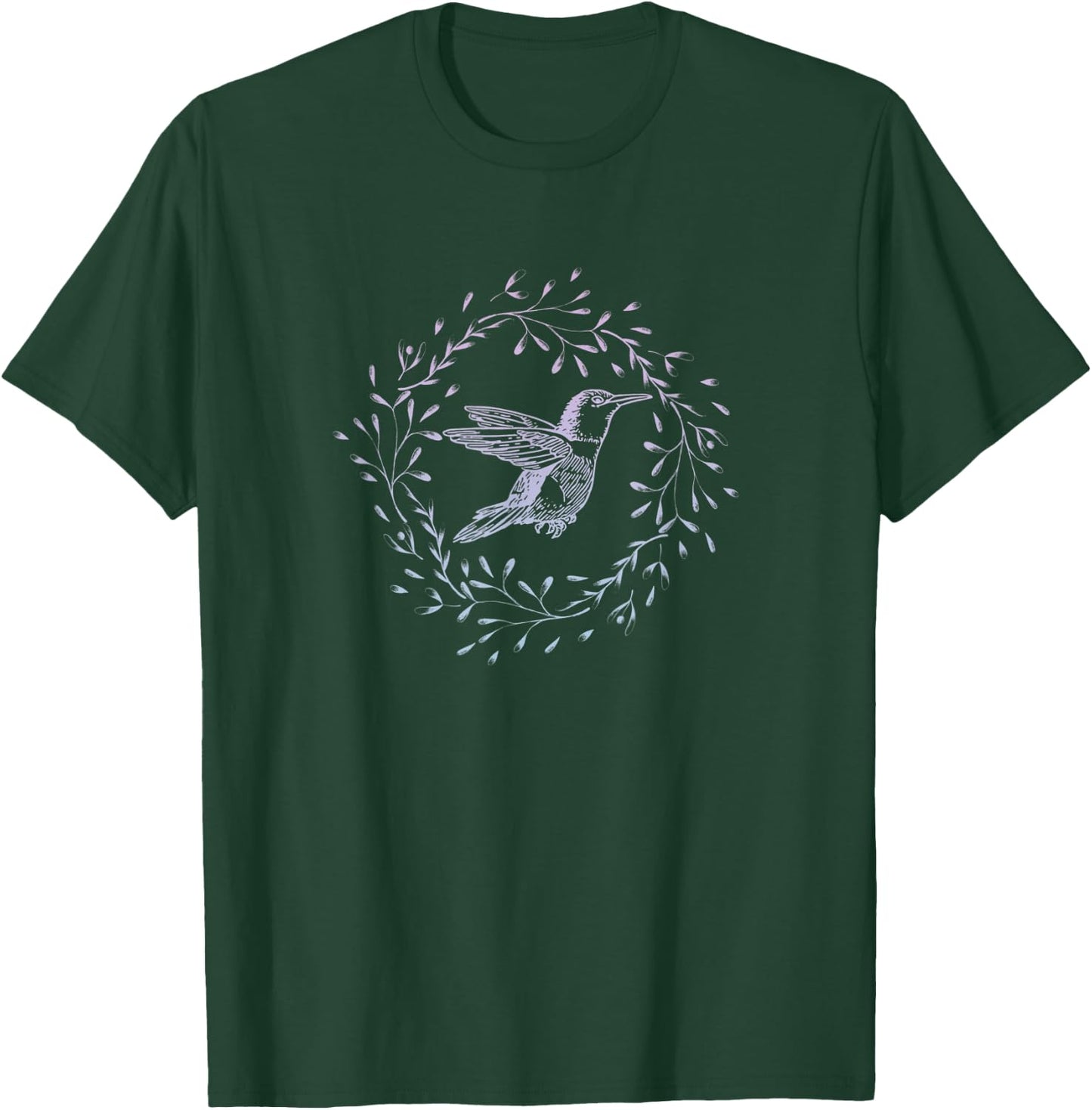 Hummingbird Wreath Bird Watchers Nature Lover Gardener Gift T-Shirt - T-Shirt | Forest