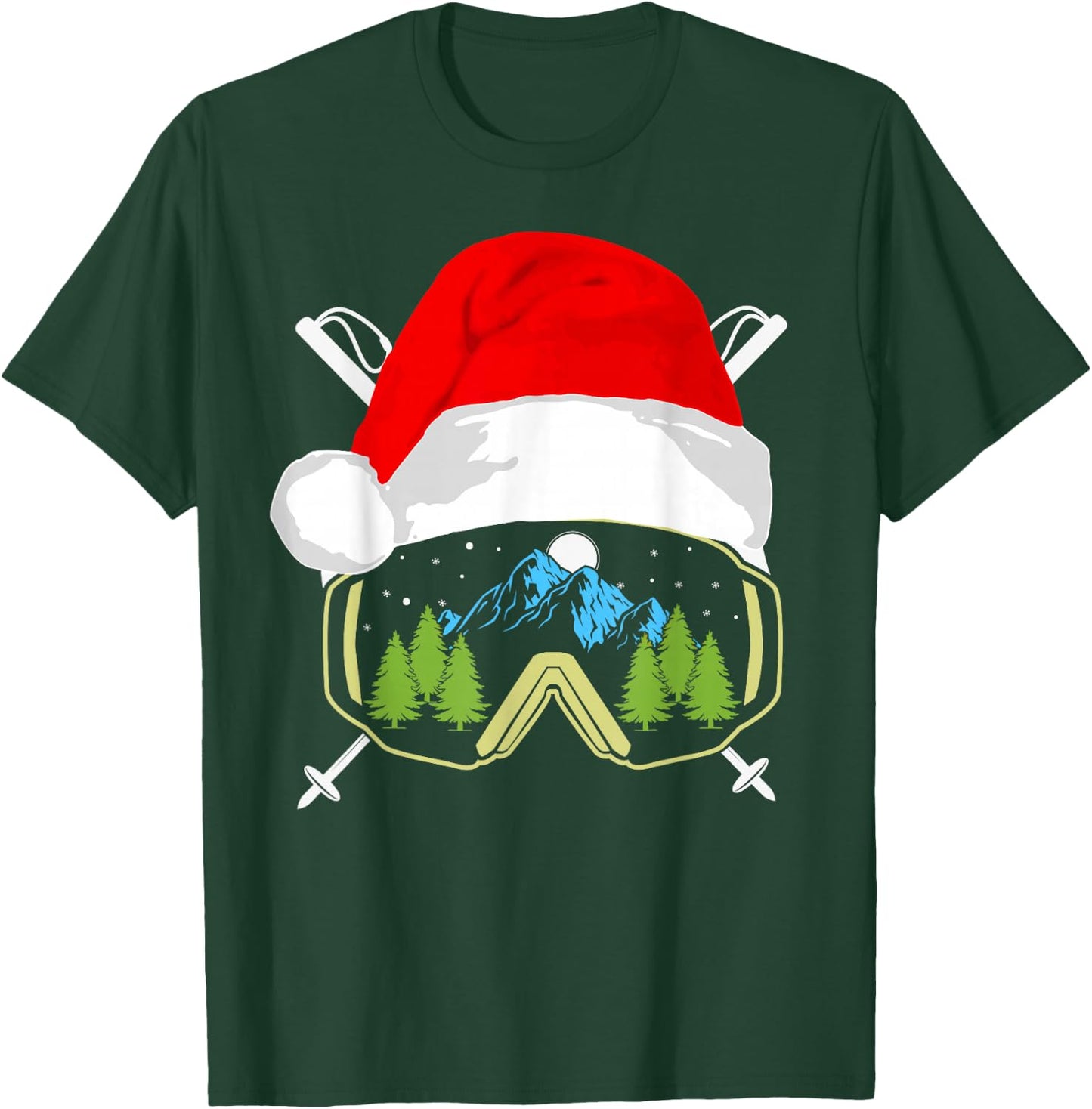 Skiing Christmas Santa Apparel Kids Snowboard Pajama T-Shirt - T-Shirt | Forest